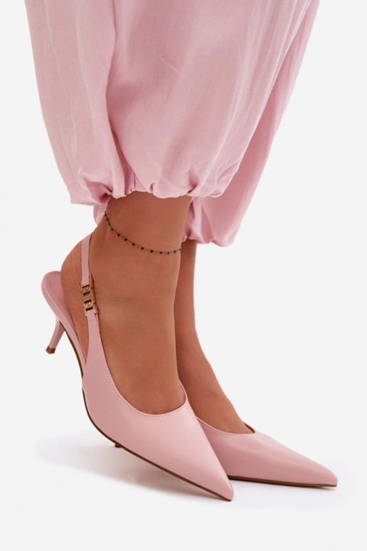 PealistesandaalidImitacji Skóry kõrge jämeda kontsaga Tumeroosad värvi Jelissey