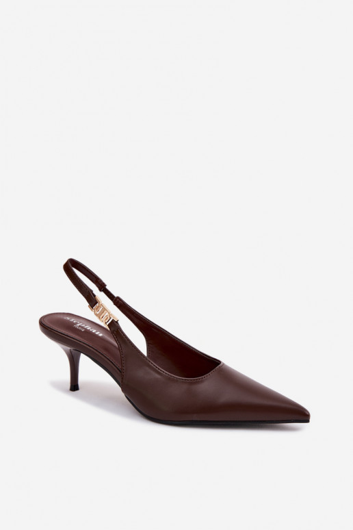 PealistesandaalidImitacji Skóry kõrge jämeda kontsaga Czekoladosissee Jelissey