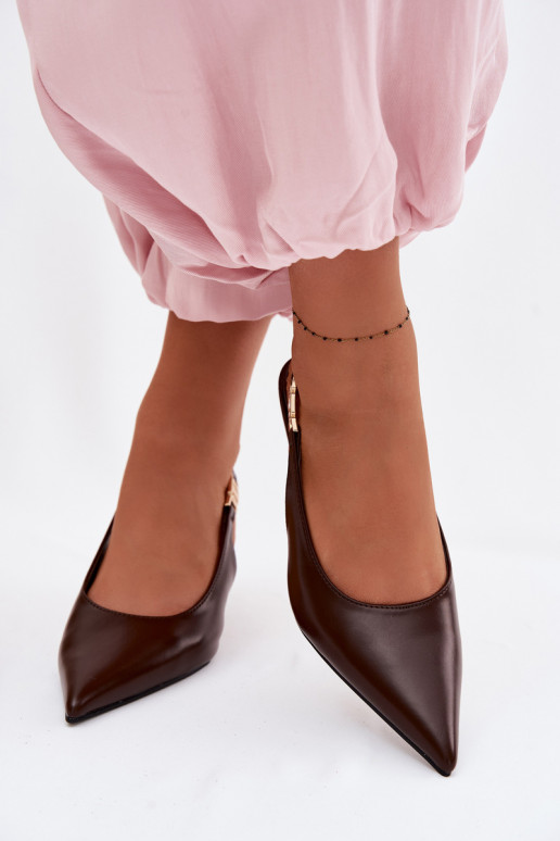 PealistesandaalidImitacji Skóry kõrge jämeda kontsaga Czekoladosissee Jelissey