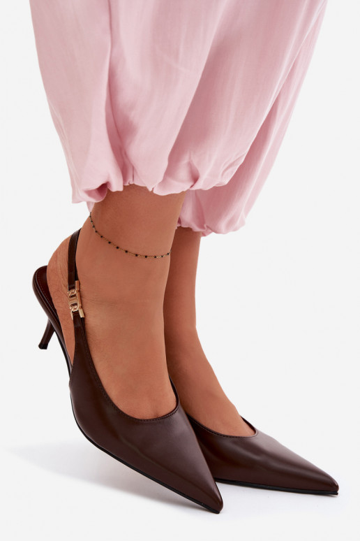 PealistesandaalidImitacji Skóry kõrge jämeda kontsaga Czekoladosissee Jelissey