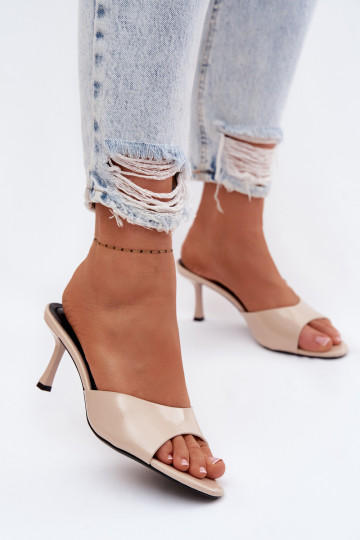 Laque PlätudImitacji Skóry kõrge jämeda kontsaga beeži värvi Melissea