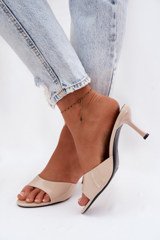 Laque PlätudImitacji Skóry kõrge jämeda kontsaga beeži värvi Melissea