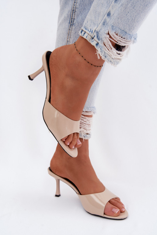 Laque PlätudImitacji Skóry kõrge jämeda kontsaga beeži värvi Melissea