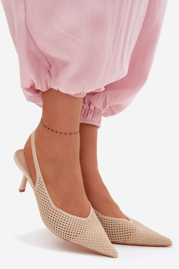 PealistesandaalidVõrkgo Sellel onterjalu kõrge jämeda kontsaga beeži värvi Emiliana 2