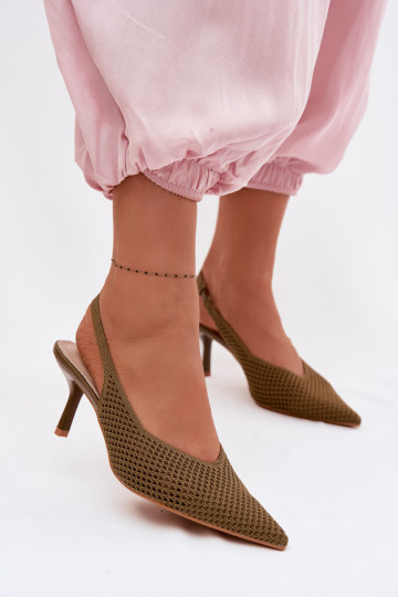 PealistesandaalidVõrkgo Sellel onterjalu kõrge jämeda kontsaga Rohelist värvi Emiliana 2