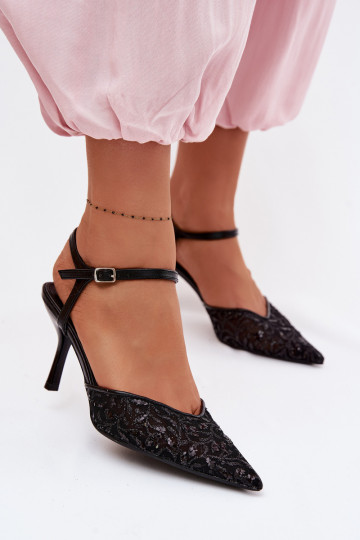 Võrk Pealistesandaalid kõrge jämeda kontsagaLäigeującym Zdobieniem msuud Laria 2