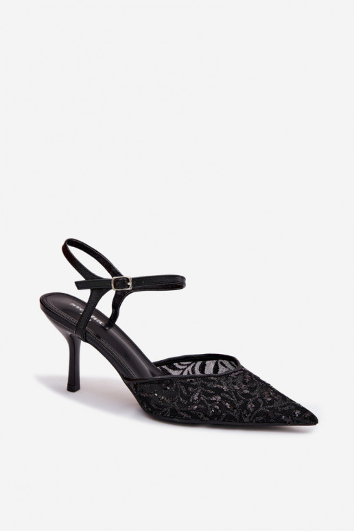 Võrk Pealistesandaalid kõrge jämeda kontsagaLäigeującym Zdobieniem msuud Laria