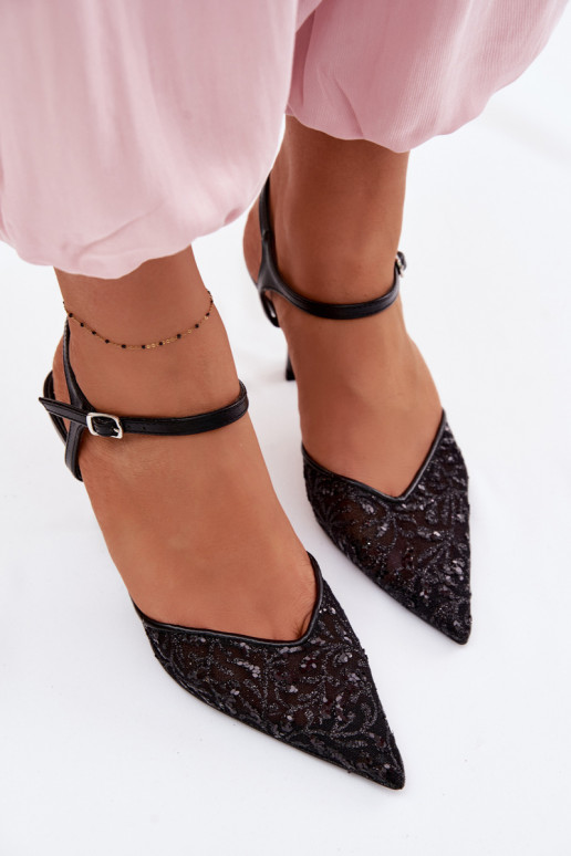 Võrk Pealistesandaalid kõrge jämeda kontsagaLäigeującym Zdobieniem msuud Laria