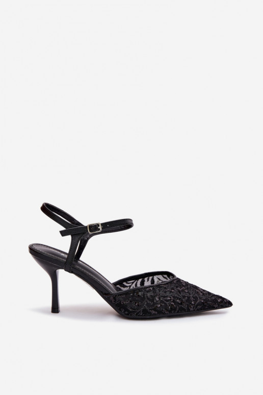 Võrk Pealistesandaalid kõrge jämeda kontsagaLäigeującym Zdobieniem msuud Laria