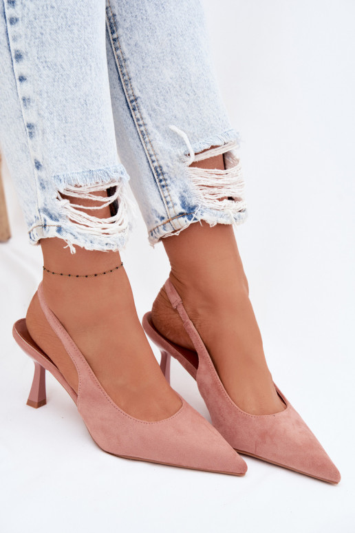 Pealistesandaalid kõrge jämeda kontsagaImitacji seemisnakhsedu Tumeroosad värvi Saria