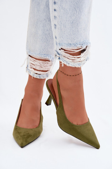 Pealistesandaalid kõrge jämeda kontsagaImitacji seemisnakhsedu Rohelist värvi Saria