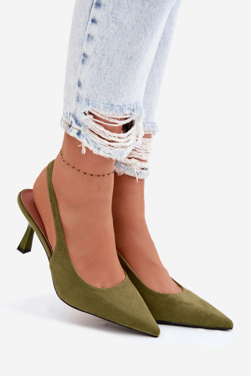 Pealistesandaalid kõrge jämeda kontsagaImitacji seemisnakhsedu Rohelist värvi Saria