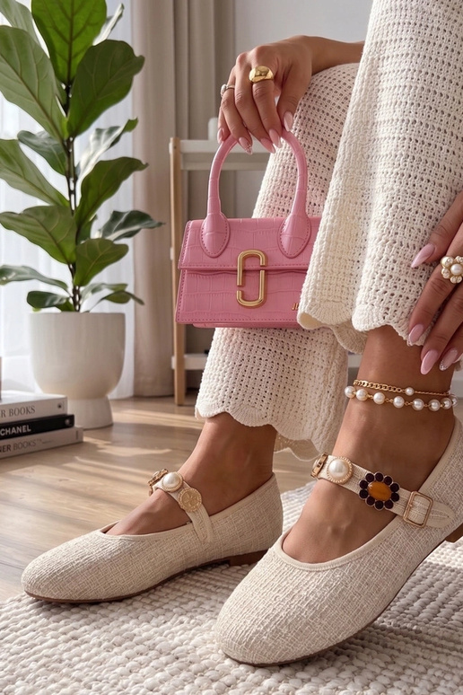 Liivakarva ballerinad dekoratiivse...