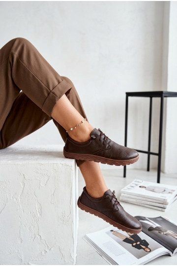 Nahast naiste kingad Barefoot Zazoo 10189 šokolaadi värvi