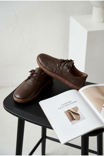 Nahast naiste kingad Barefoot Zazoo 10189 šokolaadi värvi 2