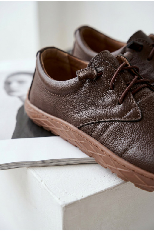 Nahast naiste kingad Barefoot Zazoo 10189 šokolaadi värvi