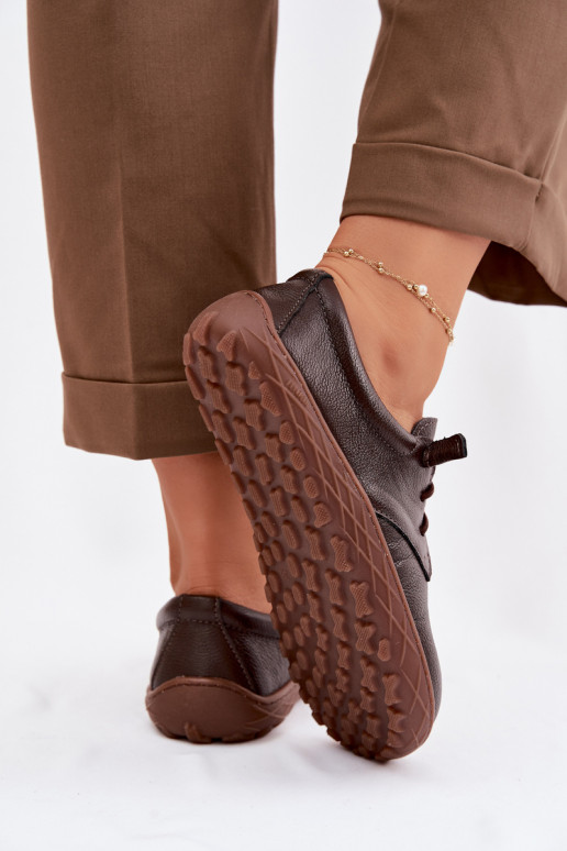 Nahast naiste kingad Barefoot Zazoo 10189 šokolaadi värvi