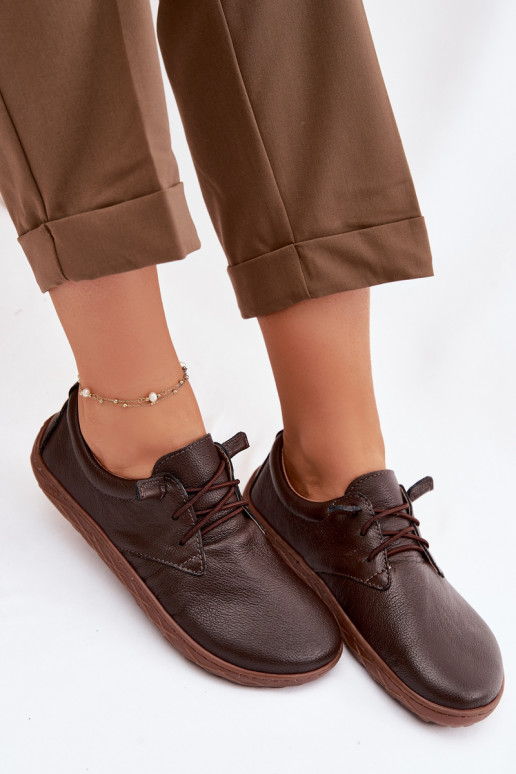 Nahast naiste kingad Barefoot Zazoo 10189 šokolaadi värvi