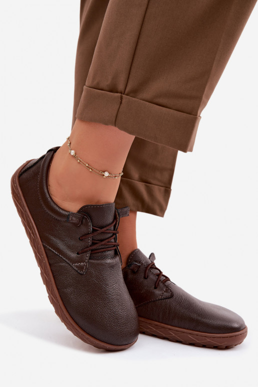 Nahast naiste kingad Barefoot Zazoo 10189 šokolaadi värvi