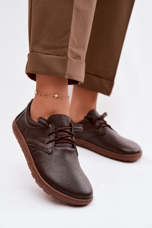 Nahast naiste kingad Barefoot Zazoo 10189 šokolaadi värvi