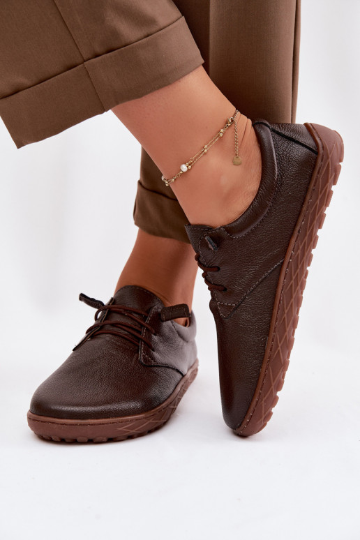 Nahast naiste kingad Barefoot Zazoo 10189 šokolaadi värvi