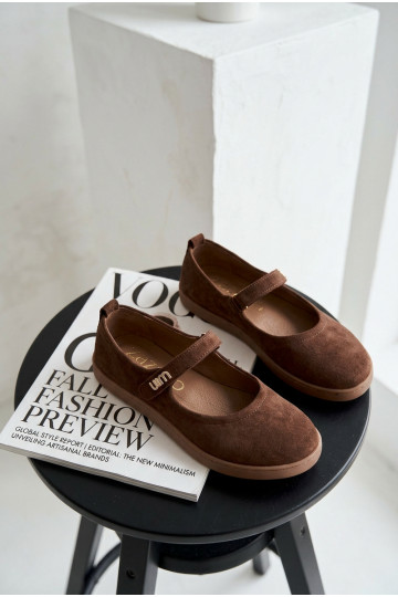 Nahast suunilised ballerina kingad Barefoot rihmadega Zazoo 10206 šokolaadi värvi