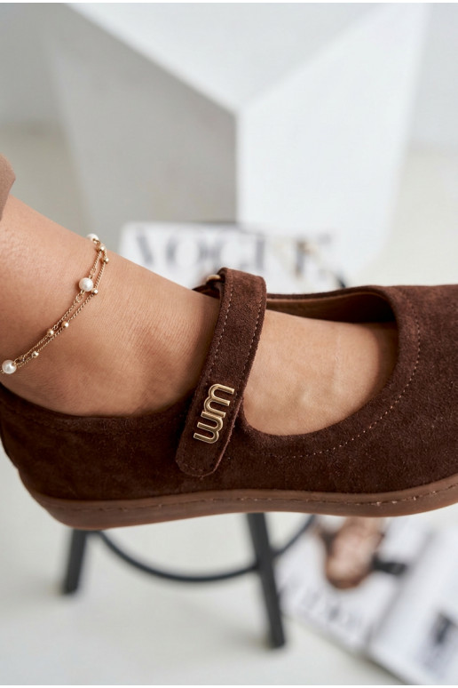 Nahast suunilised ballerina kingad Barefoot rihmadega Zazoo 10206 šokolaadi värvi