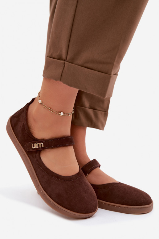 Nahast suunilised ballerina kingad Barefoot rihmadega Zazoo 10206 šokolaadi värvi