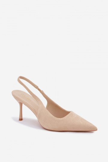 Naistele mõeldud liivakarva kunstnahast sandaalid peenikeste kontsadega 2