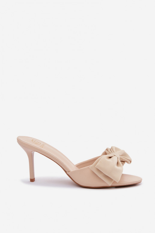 Naiste sussid õhukeste kontsade ja paeltega beežid Jelessa