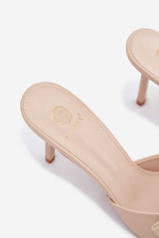 Naiste sussid õhukeste kontsade ja paeltega beežid Jelessa