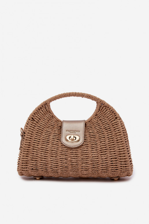 Punutud Käekott Eemaldatava rihmaga pruunid värvi-Kuldset värvi Delphine