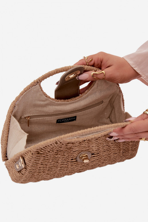 Punutud Käekott Eemaldatava rihmaga pruunid värvi-Kuldset värvi Delphine