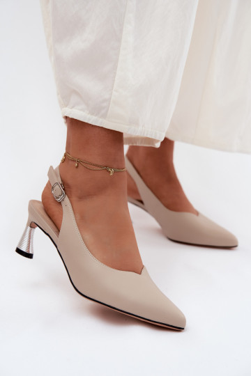 Pealistesandaalid Pealiste omad kõrge jämeda kontsaga Vinceza 66922 beeži värvi 2