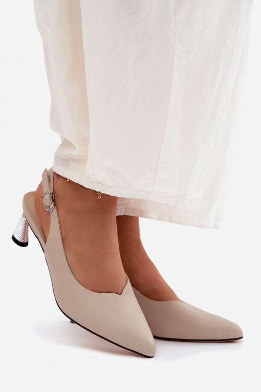 Pealistesandaalid Pealiste omad kõrge jämeda kontsaga Vinceza 66922 beeži värvi