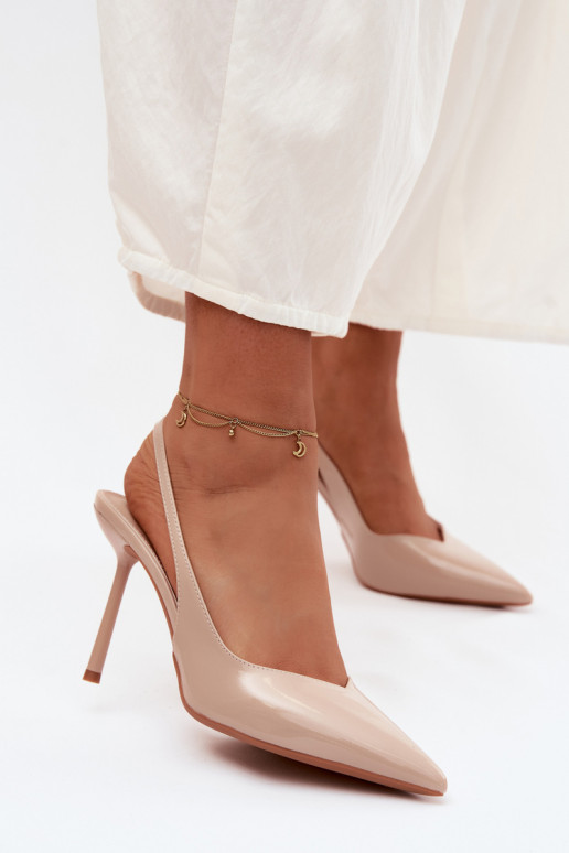 Laque kõrge kontsaga sandaalidImitacji Skóry beeži värvi Calera