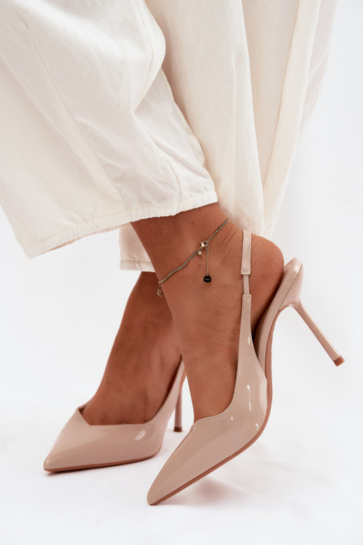 Laque kõrge kontsaga sandaalidImitacji Skóry beeži värvi Calera