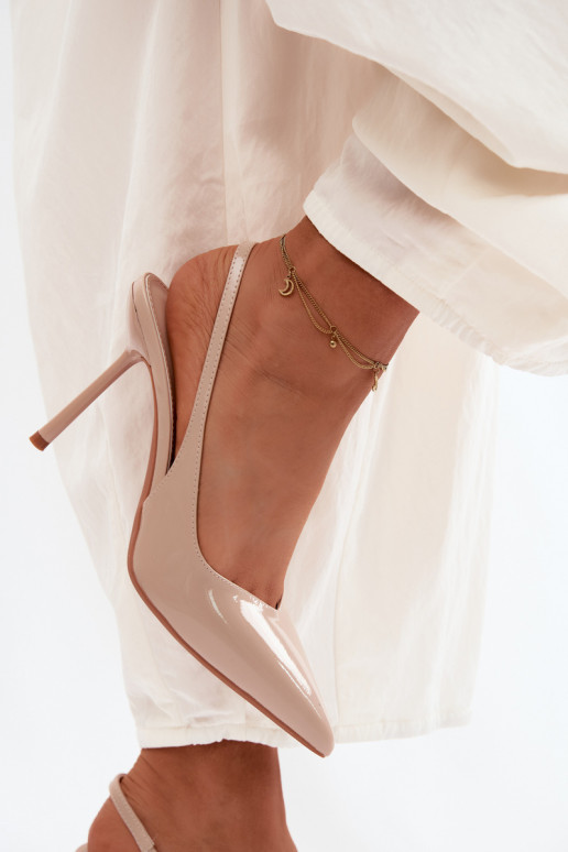 Laque kõrge kontsaga sandaalidImitacji Skóry beeži värvi Calera