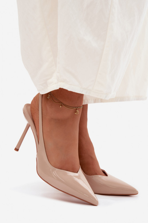 Laque kõrge kontsaga sandaalidImitacji Skóry beeži värvi Calera