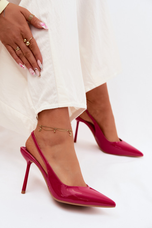 Laque kõrge kontsaga sandaalidImitacji Skóry tumeroosad värvi Calera