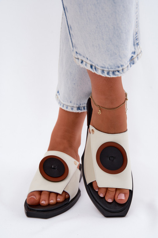 Plätud naturaalsest nahast Pealiste omad Geomeetriline Sellel onciejka K7479-01 beeži värvi-msuud