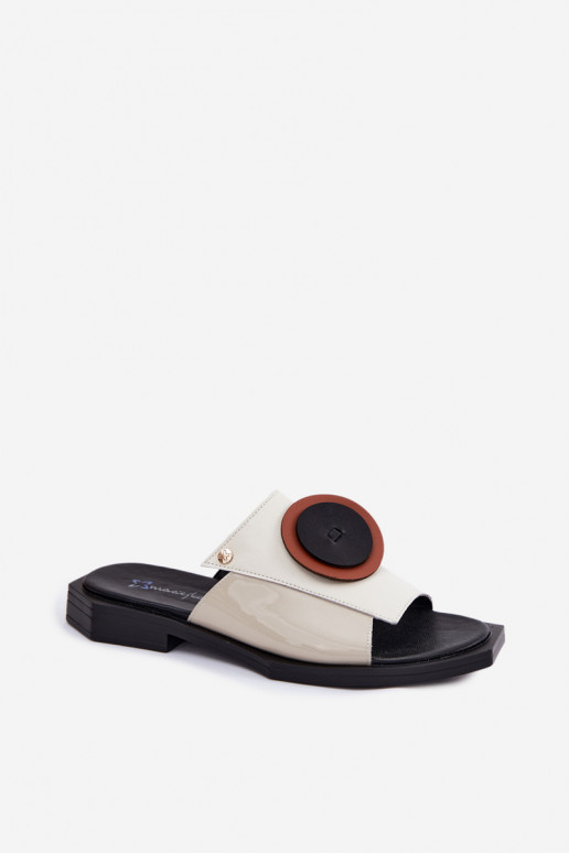 Plätud naturaalsest nahast Pealiste omad Geomeetriline Sellel onciejka K7479-01 beeži värvi-msuud