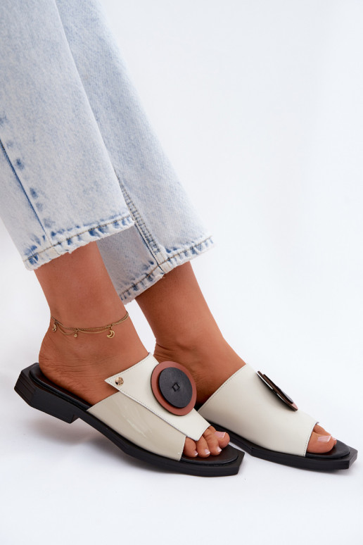 Plätud naturaalsest nahast Pealiste omad Geomeetriline Sellel onciejka K7479-01 beeži värvi-msuud