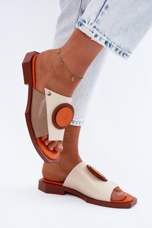 Plätud naturaalsest nahast Pealiste omad Geomeetriline Sellel onciejka K7479-18 beeži värvi-oranži värvi