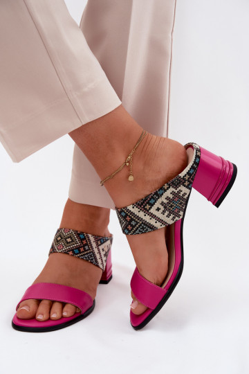 Pealhk Mustriline naiste plätud kõrge jämeda kontsaga Sellel onciejka K7522-15 tumeroosad värvi 2