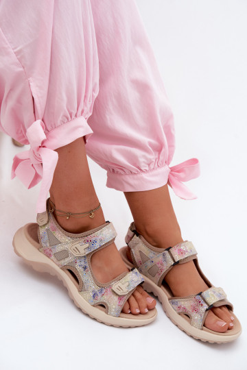 Mitmevärvilised mustrilised nahast naiste sandaalid sportlikus stiilis Morenia