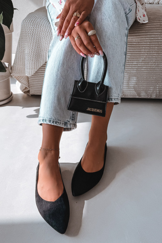 Lelisa mustavärvi kunstnahast madala kontsaga tantsutossud