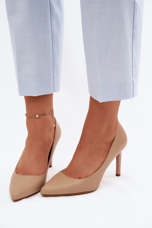 Kunstnahast kõrge kontsaga kingad Sergio Leone 1339 liiva värvi