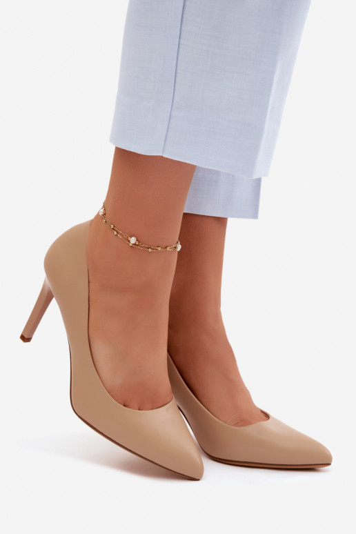 Kunstnahast kõrge kontsaga kingad Sergio Leone 1339 liiva värvi