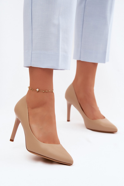 Kunstnahast kõrge kontsaga kingad Sergio Leone 1339 liiva värvi